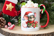 Christmas mouse, Watercolour, PNG., an Animal Illustration by KENO Mascots (Thumbnail 4 of 8)
