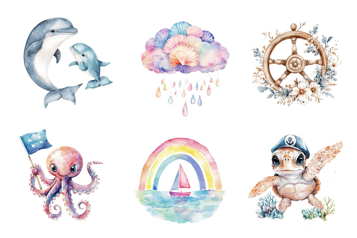 Adventure at Sea Nursery Clipart, an Illustration by CreationArt (Photo 3 of 5)