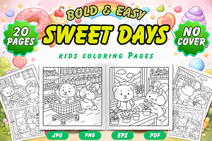 Bold & Easy Sweet Days Coloring Book, an Animal Illustration by Neon Studio