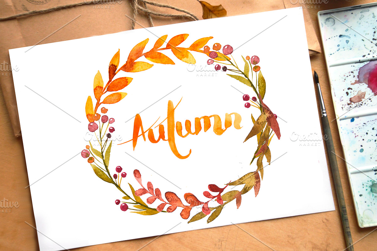 Autumn Herbs and leaves. Watercolor, a Decorative Illustration by Olesya Morokhovets (Photo 2 of 3)