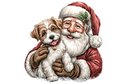 Santa With Dog Clipart PNG, a Seasonal Illustration by Memories By Lea (Thumbnail 15 of 19)