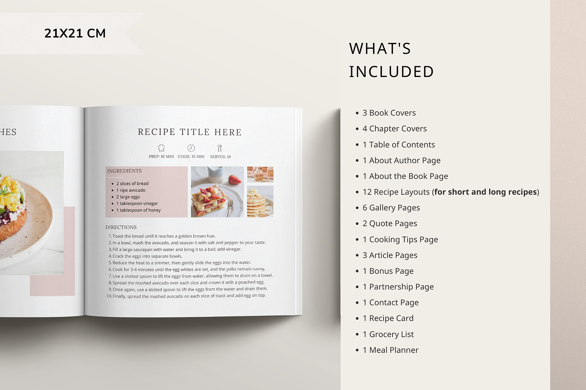 Cookbook Template Square 21x21 CM, a Templates & Theme by OrganizationOasisRo (Photo 4 of 9)