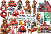 Cute Fire Department Watercolor Clip, an Illustration by Rose Art (Thumbnail 1 of 7)