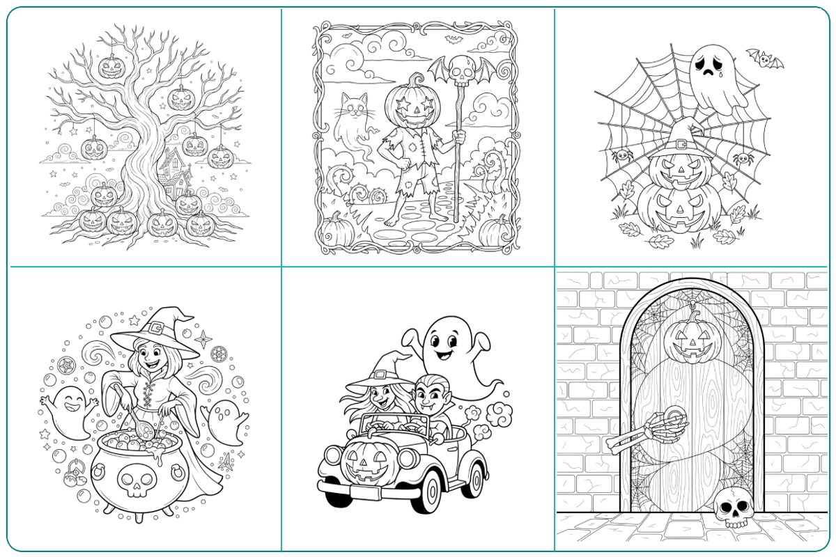 57 Halloween Activity Coloring Pages, a Seasonal Illustration by Nuvame Arts & Designs (Photo 5 of 11)
