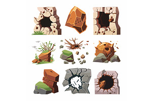 Collection various cracked rock, an Illustration by Vectorstockersland