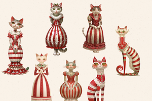 WHIMSICAL CHRISTMAS CATS CLIPART