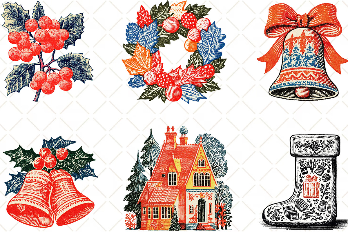 Christmas Doodle Sublimation Clipart, an Illustration by Black Bird Studio (Photo 6 of 6)
