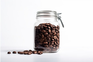 Coffee Beans In Glass Jar. Generate