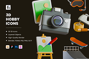 3D Hobby Icon Set, a Characters & Person 3D Model by Flat Icons (Thumbnail 1 of 8)