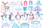 Winter adventures watercolor set., a Seasonal Illustration by SabinaWatercolorArt (Thumbnail 2 of 17)
