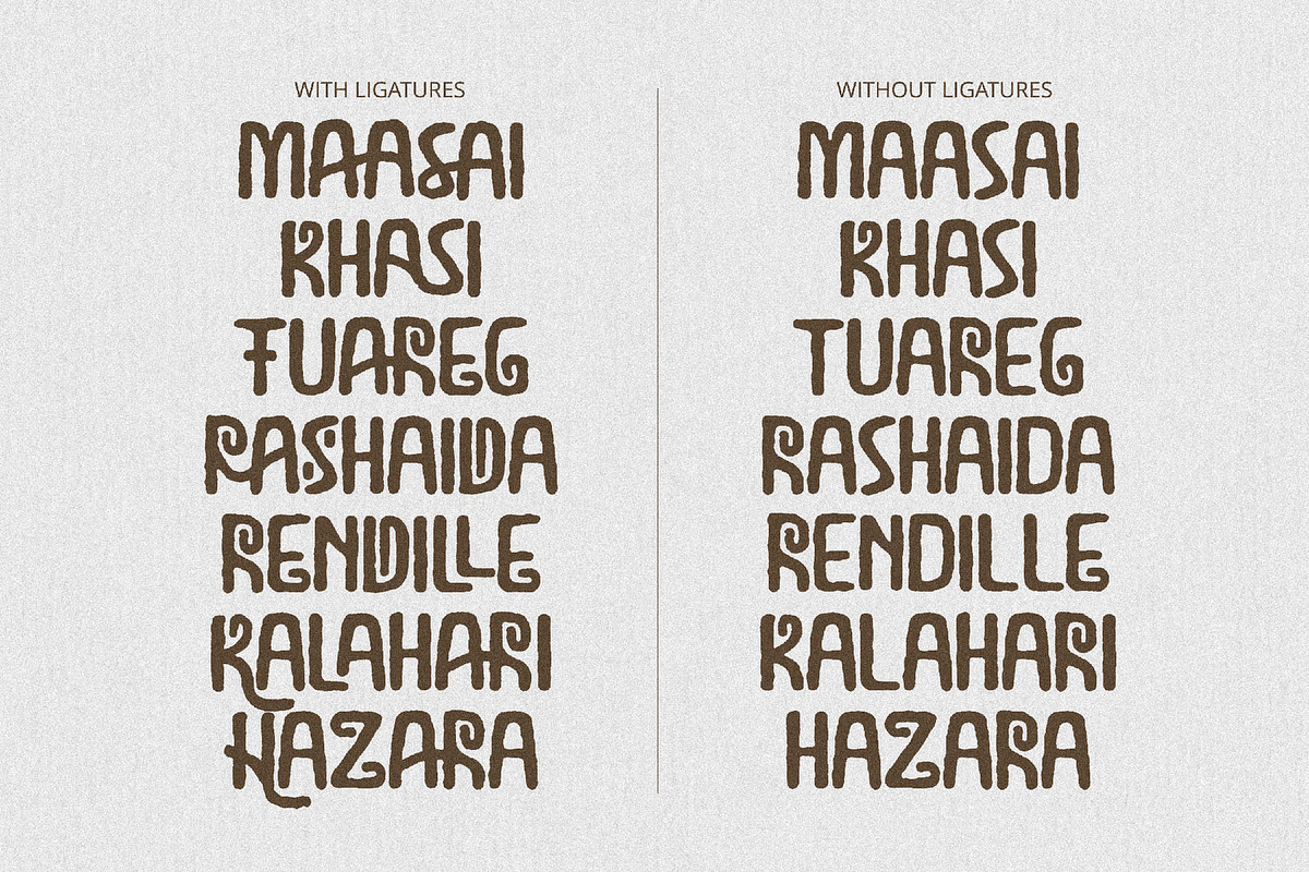 Karere - Handwritten Tribal Font, a Handwritten Font by AndrewPixelType (Photo 13 of 14)