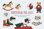 Christmas Clipart & Patterns Set, a Seasonal Illustration by Floralis (Thumbnail 6 of 9)