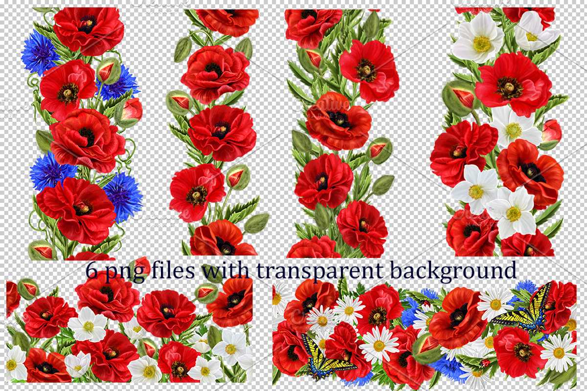 Pattern, border red poppies, a Pattern Graphic by SokolovaSv (Photo 2 of 3)
