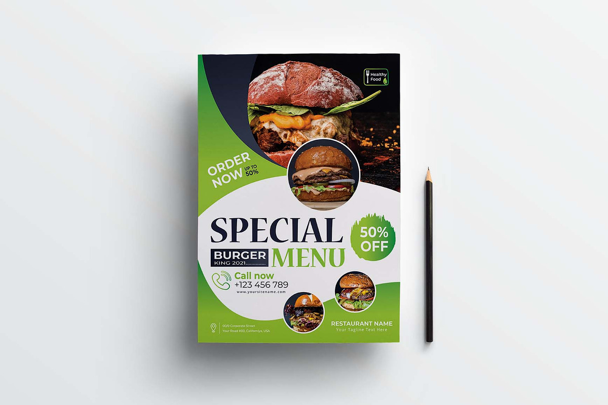 Special Burger Menu Template, a Flyer Template by obayes (Photo 4 of 4)