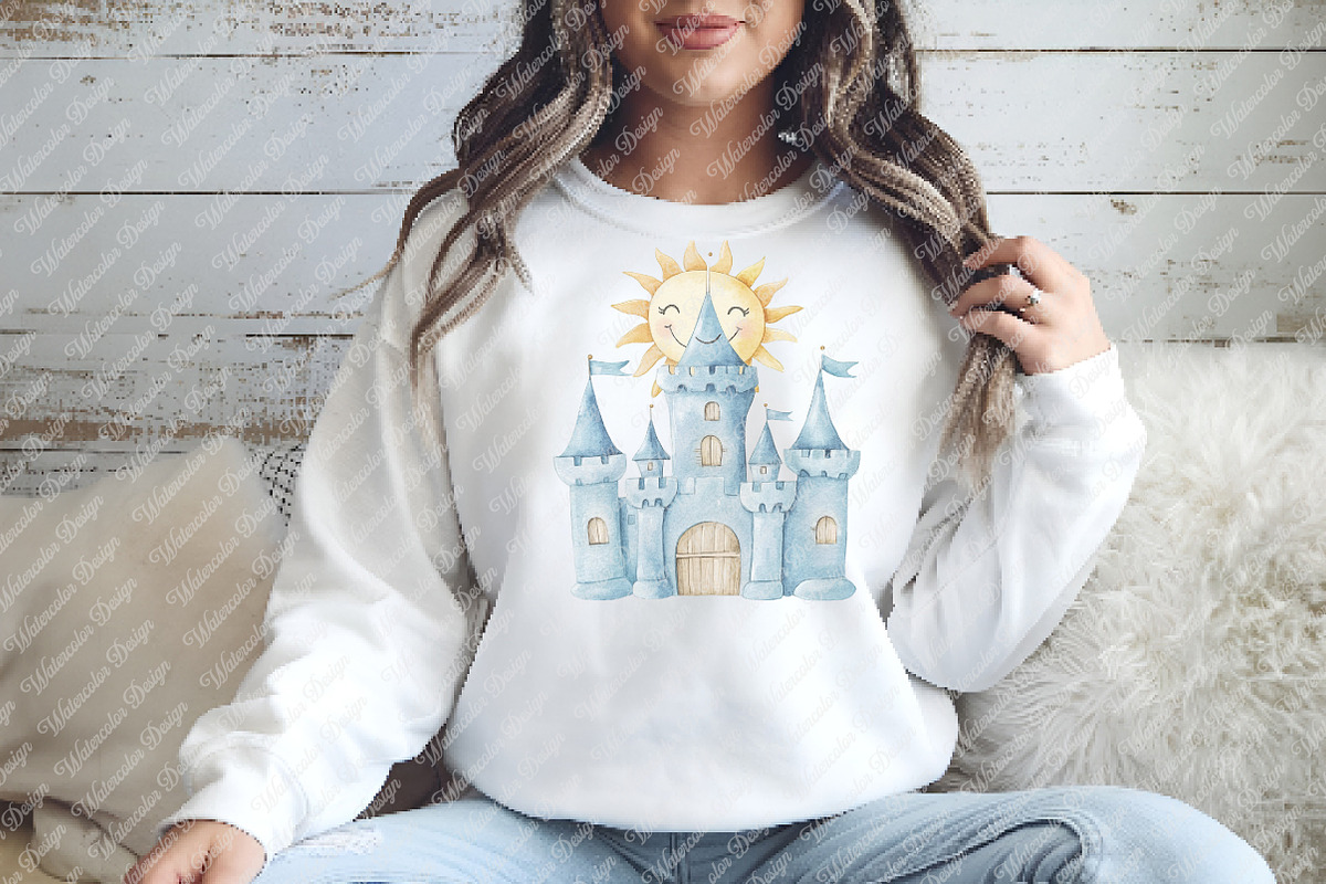 Blue Fairytale Castle Clipart, an Illustration by Watercolor design (Photo 9 of 11)