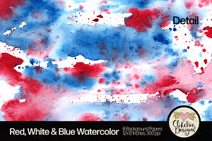 Red White Blue Watercolor Background