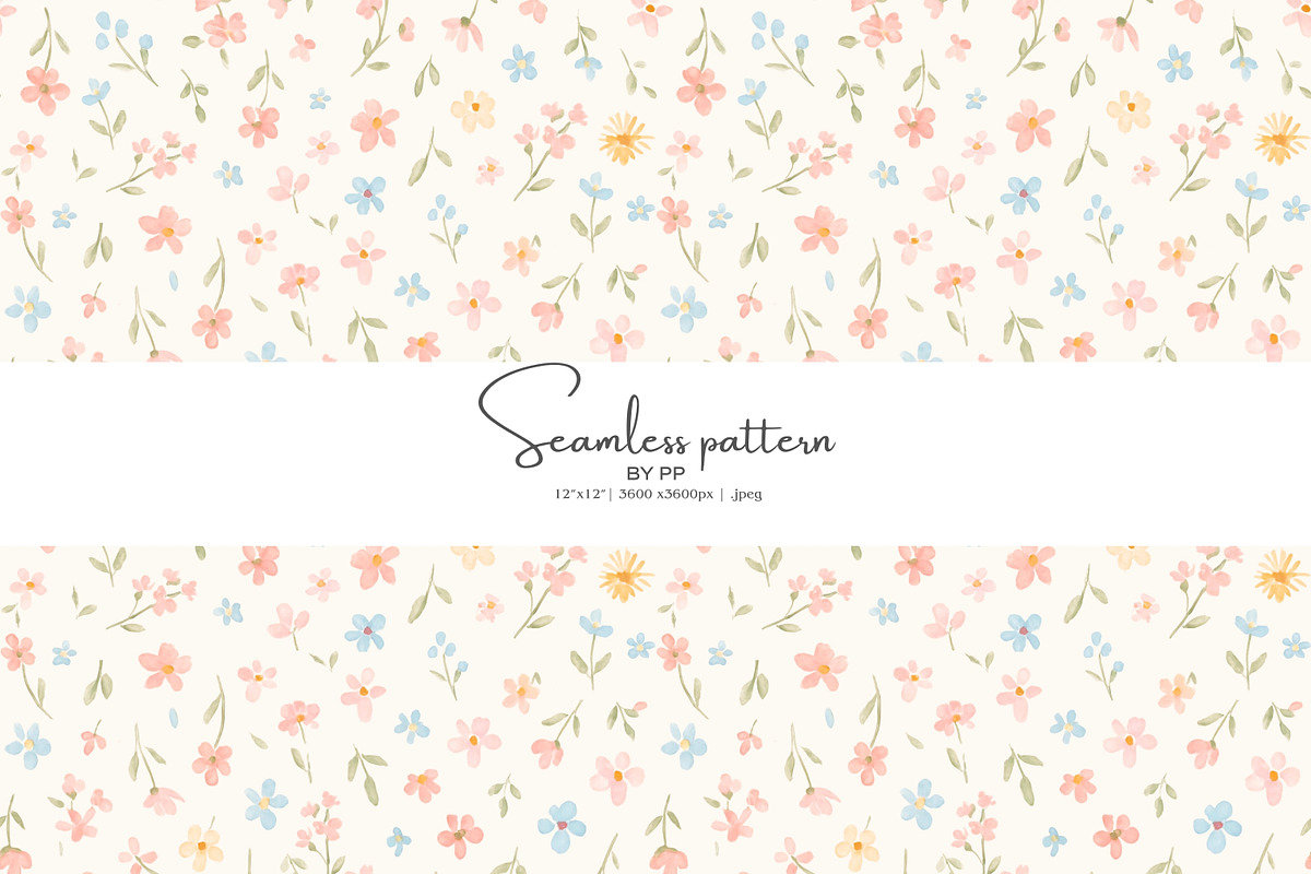 pastel flowers floral pattern, a Pattern Graphic by Pink Studio Art (Photo 1 of 5)