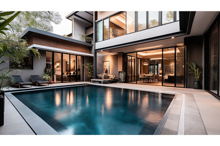 Modern luxury home exterior with, an Abstract Photo by Sergey Kotenev