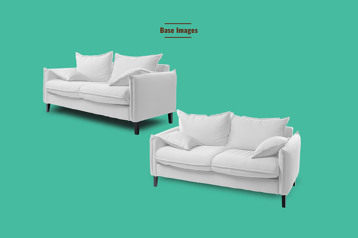 Trendy Couch with Pillow Mockup, a Household Mockup by Designertale (Photo 6 of 6)