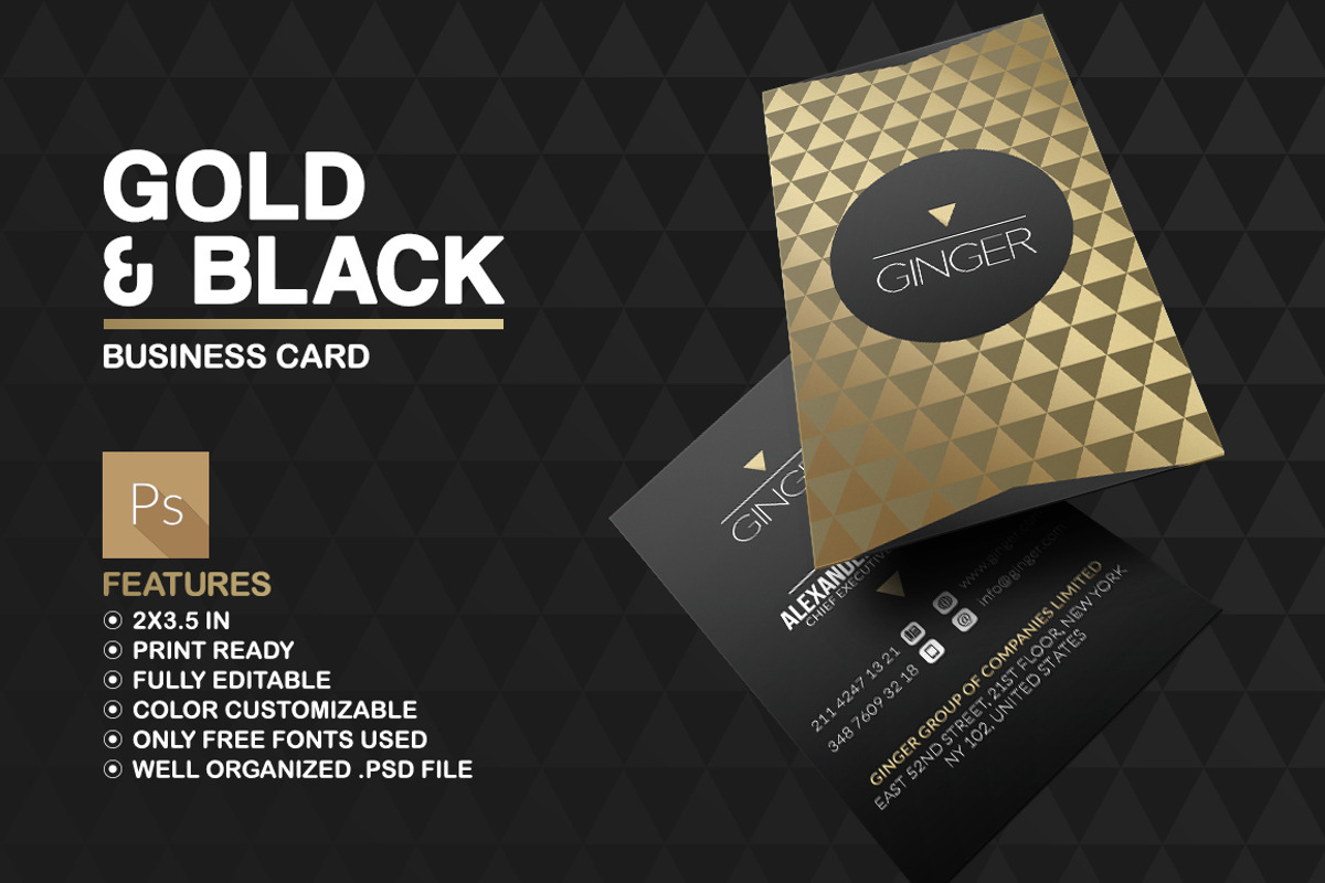 Gold And Black Business Card, a Business Card Template by Marvel (Photo 1 of 5)