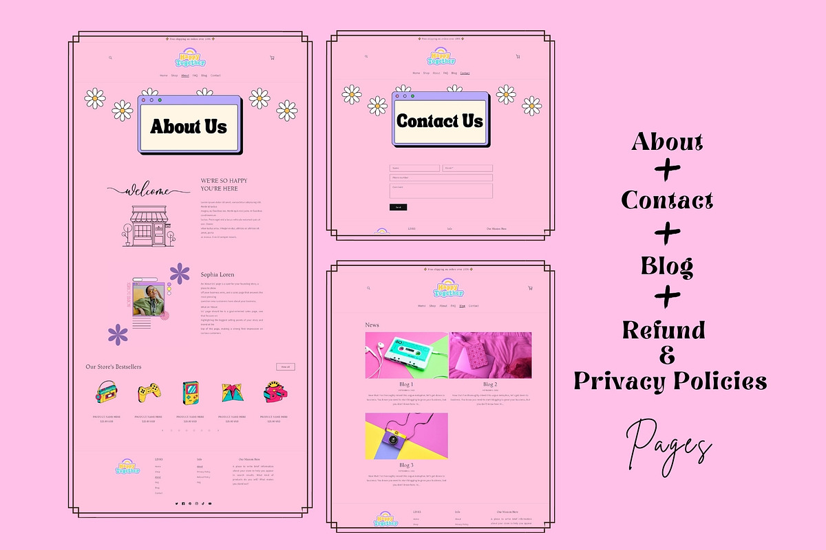 Pink Retro Shopify 2.0 Theme, a Shopify Template by DaisyStudio (Photo 7 of 10)