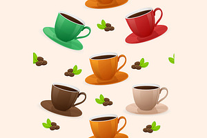 Seamless Pattern Coffee Cups