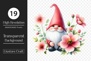 Cherry Blossom Gnomes Clipart