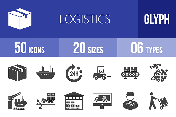 50 Logistics Glyph Icons