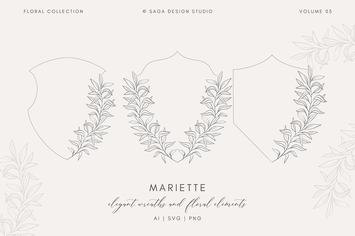 Vintage Floral wreaths and frames, an Illustration by Saga Design Studio (Photo 1 of 5)