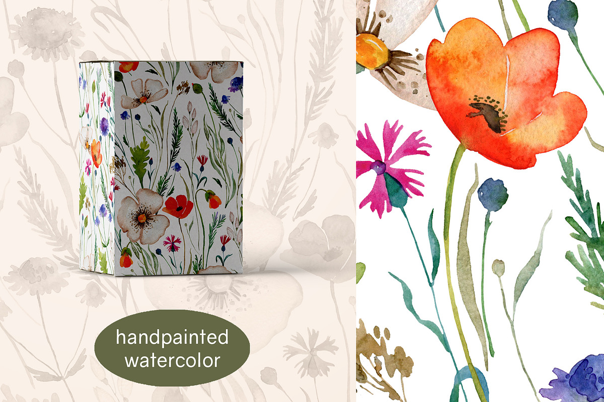 Watercolor Wildflowers Pattern, a Pattern Graphic by TanyaOak (Photo 3 of 7)