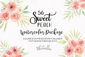 Watercolor Flower Clipart Peach