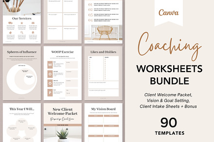 Coaching Worksheet Bundle for Canva