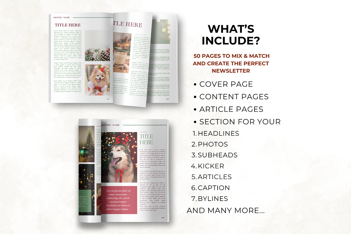 Xmas Newsletter Template for Canva, a Marketing Template by Digital By Nikoleta (Photo 2 of 10)