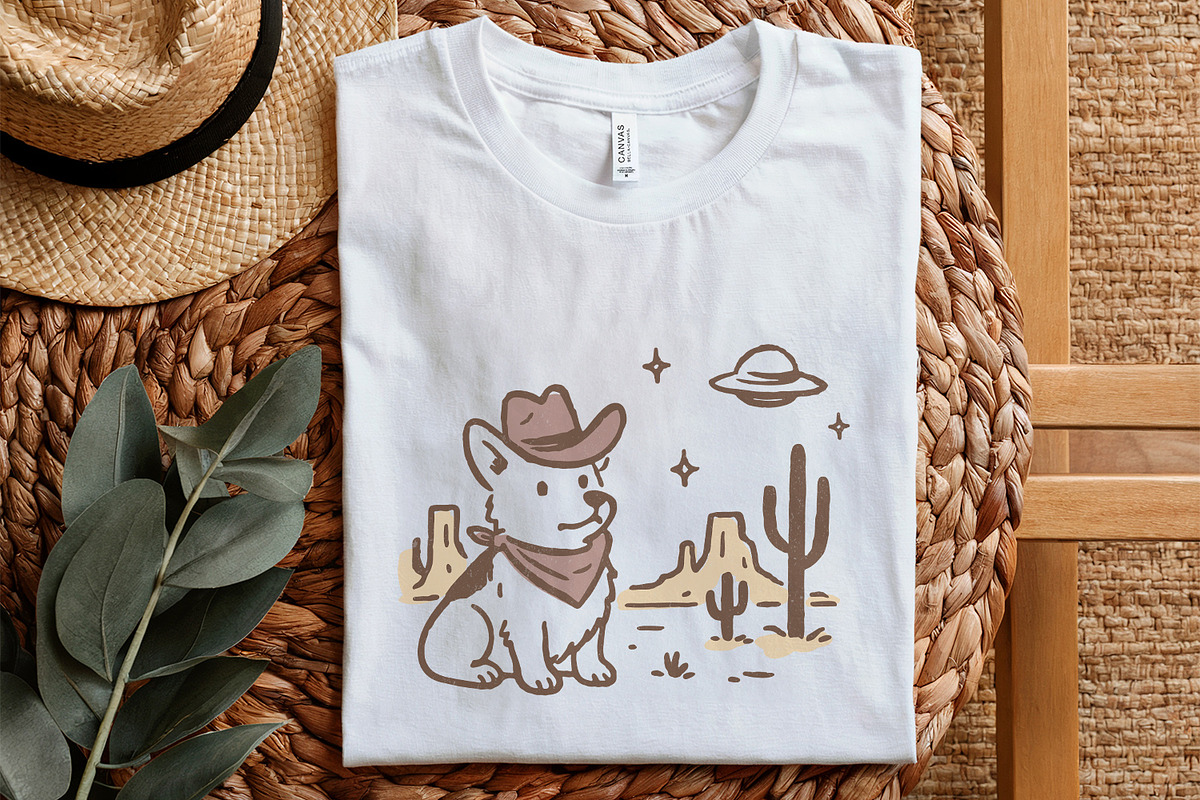 Retro Corgi Cowboy in Desert, Cute, an Illustration by SharpMarketplace (Photo 5 of 9)
