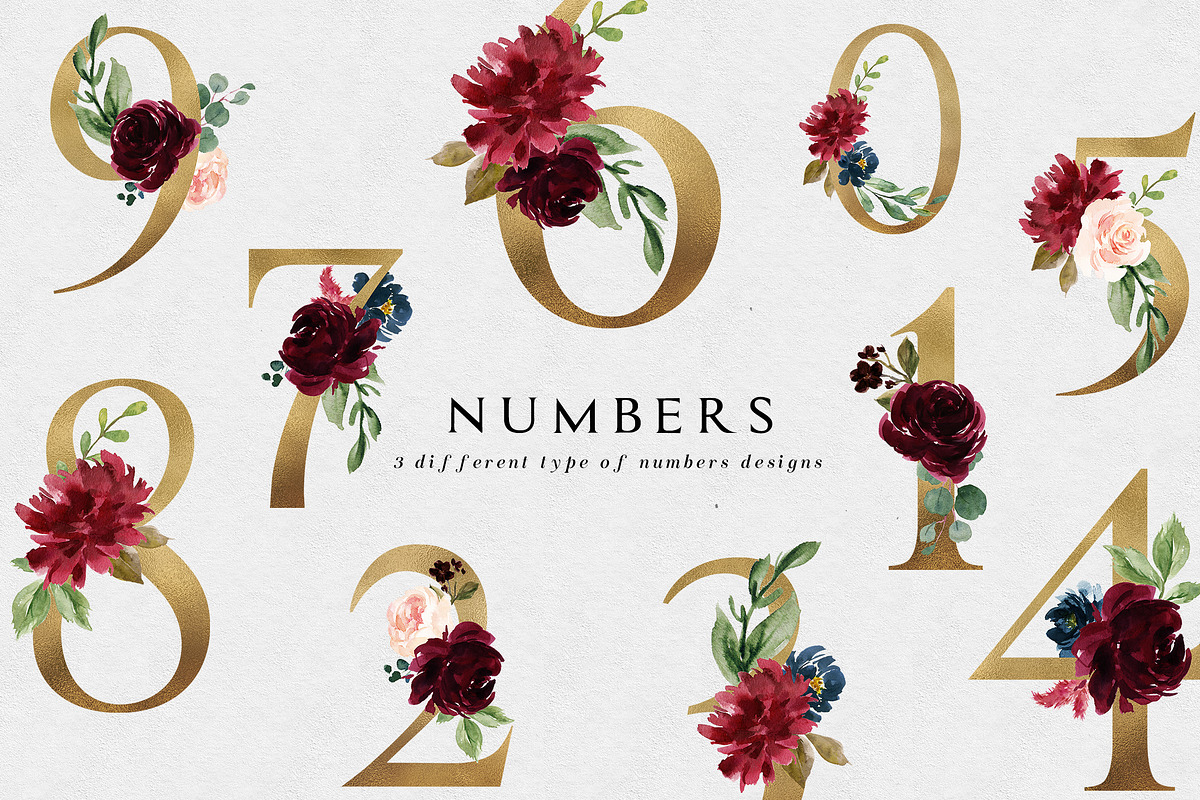 Burgundy&Navy Floral Graphic Set, a Decorative Illustration by Graphic Box (Photo 9 of 11)