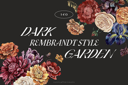 Dark Garden Rembrandt Style Florals