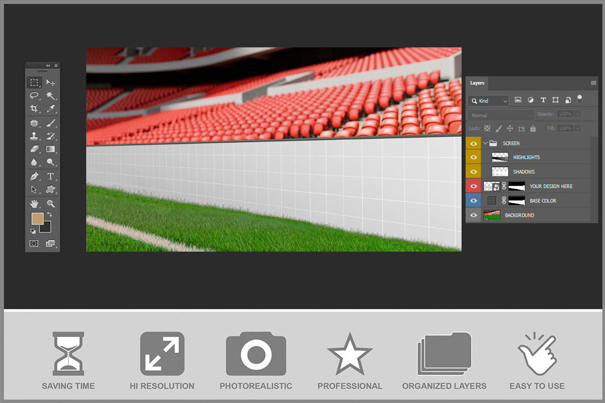 Stadium Advertising Mockup PSD, an Advertising Mockup by Bruno's Shop (Photo 3 of 4)