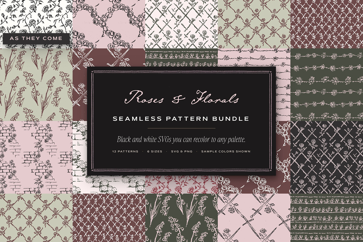 Roses & Florals Seamless Patterns, a Pattern Graphic by The October Creative (Photo 1 of 12)