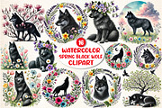 Spring Black Wolf Clipart, a Seasonal Illustration by DreamArtGraphic (Thumbnail 1 of 5)