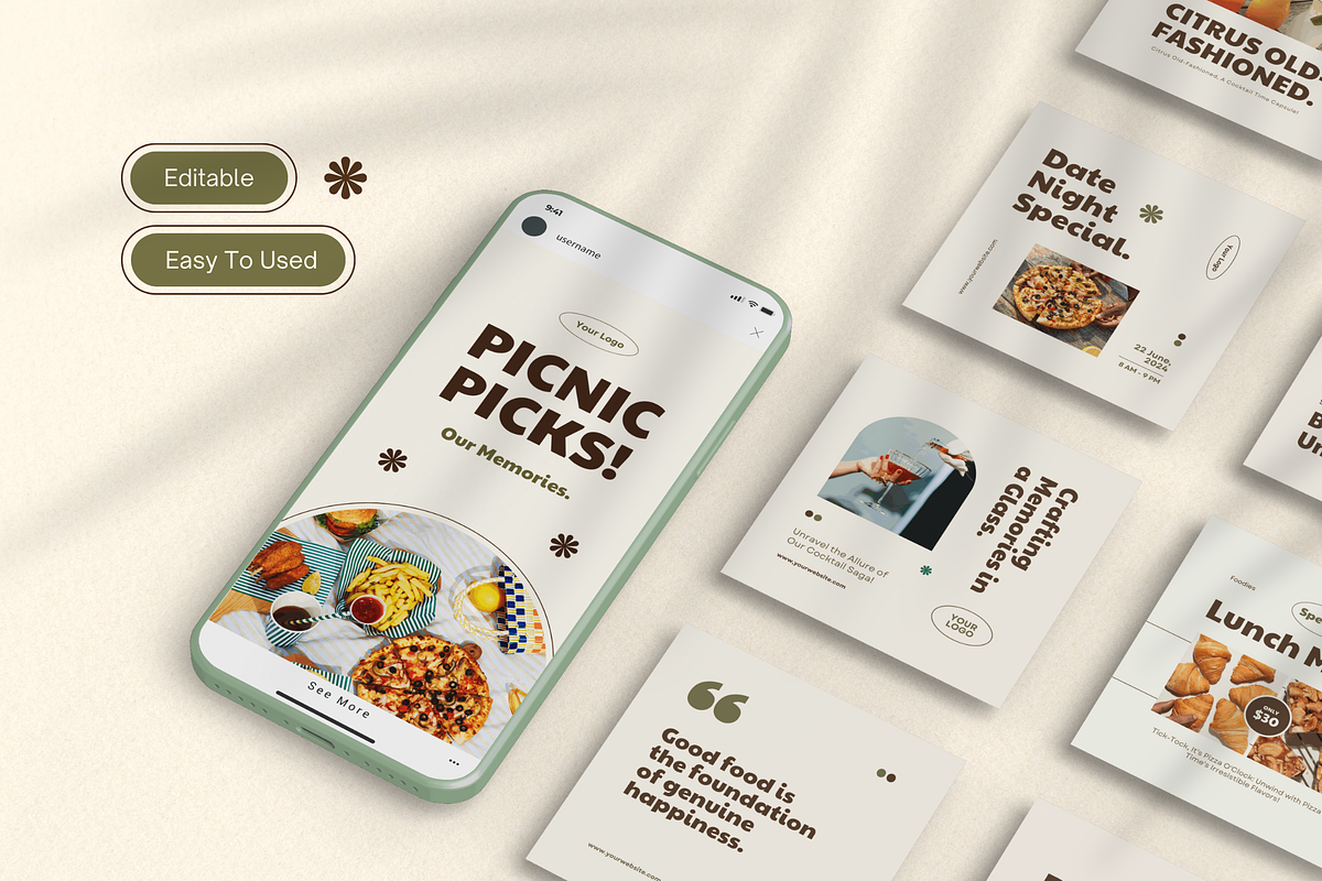 120 Food And Drink Intagram Template, a Social Media Template by Branding Victory STD (Photo 6 of 9)