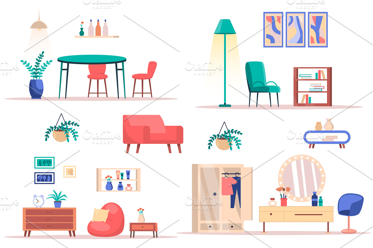 Interior isolated elements set, an Object Graphic by alexdndz