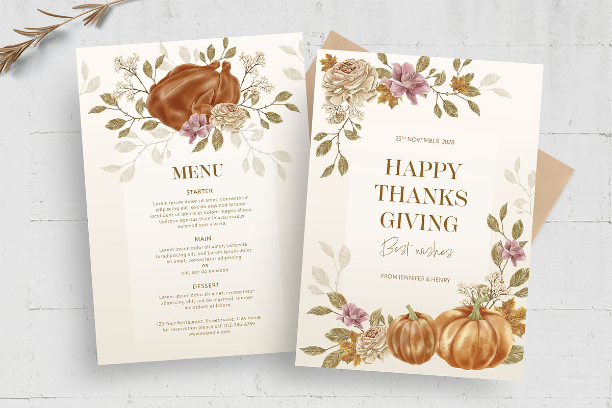 Thanksgiving Menu Card Flyer, a Card Template by BrandPacks (Photo 1 of 4)