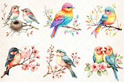 Cute Birds on Branch Clipart, an Illustration by DreamCafeArt (Thumbnail 2 of 9)