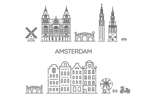 Amsterdam City Line Vector, a Work Illustration by Tettygreen