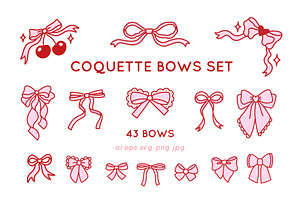 Coquette bows clip art EPS, SVG, PNG