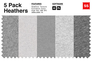 5 Pack Heathers Texture Pattern