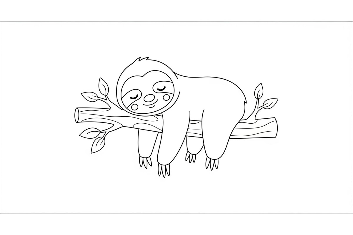 Cute Sloth Line Art Bundle, an Illustration by musafir_fashion (Photo 20 of 51)