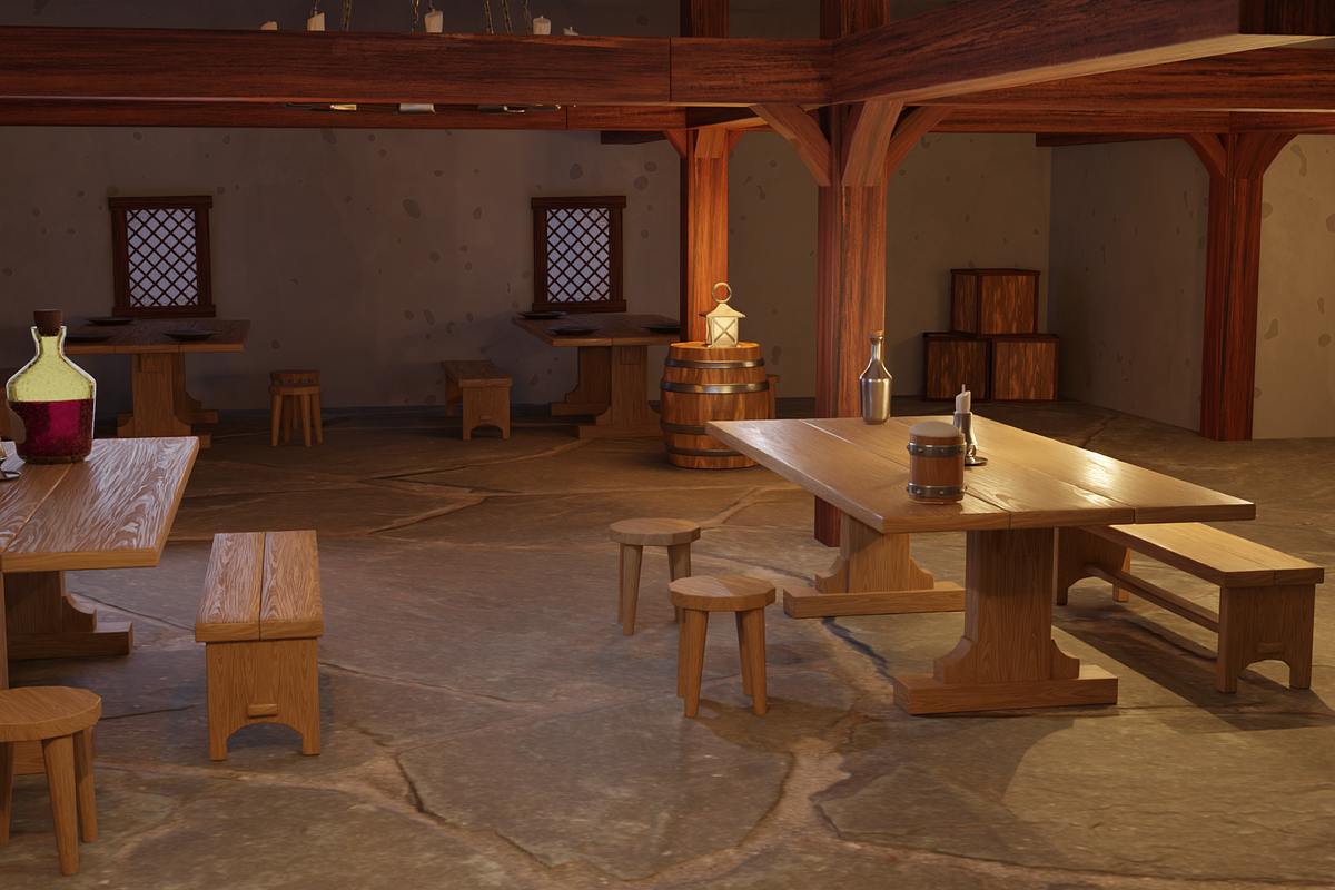 Stylized Medieval Tavern Room 3D, a Scene 3D Model by Dudukbersama (Photo 1 of 3)