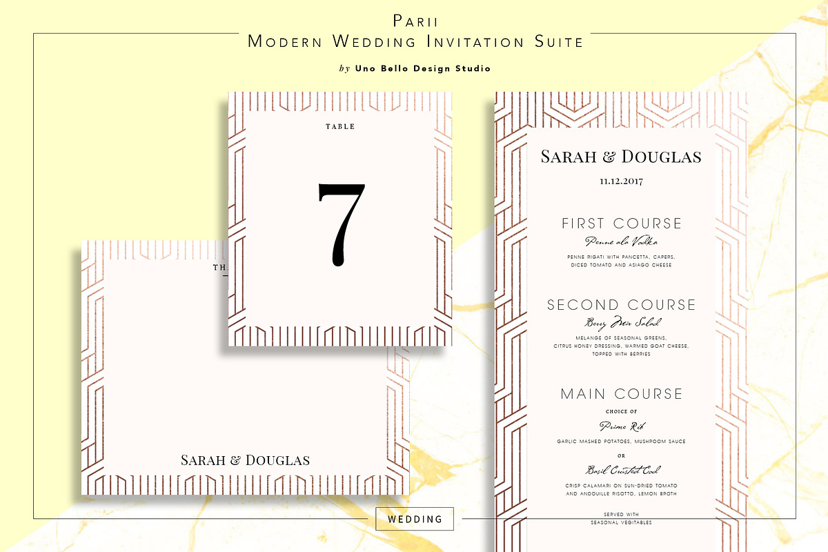 Parii Modern Wedding Stationery, an Invitation Template by Uno Bello Design Studio (Photo 4 of 5)