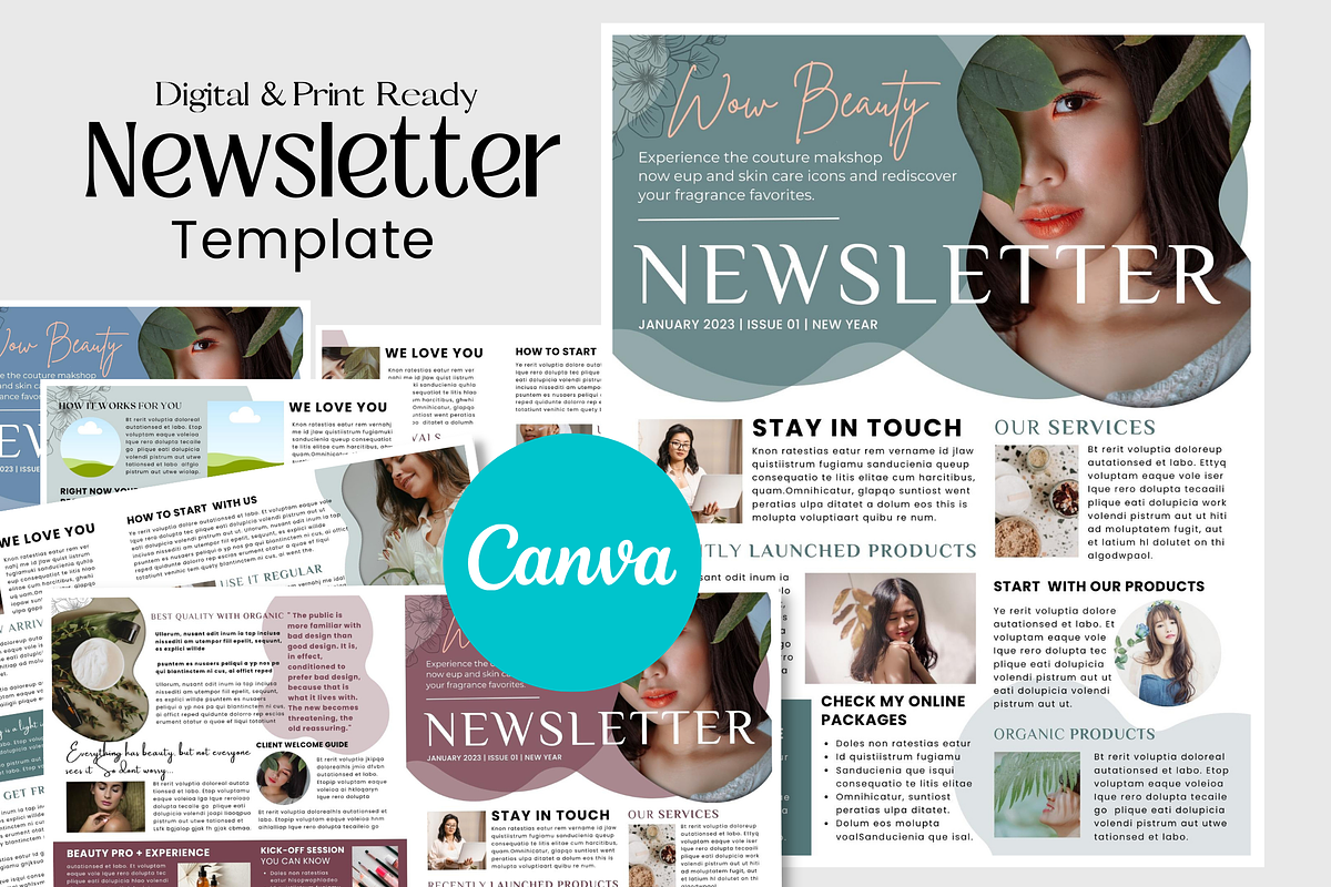 Skincare Canva Newsletter Template, an Email Template by PixelCraft (Photo 1 of 16)